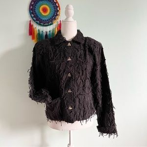 Kindred Spirit Fringe Button-front Jacket Size Medium